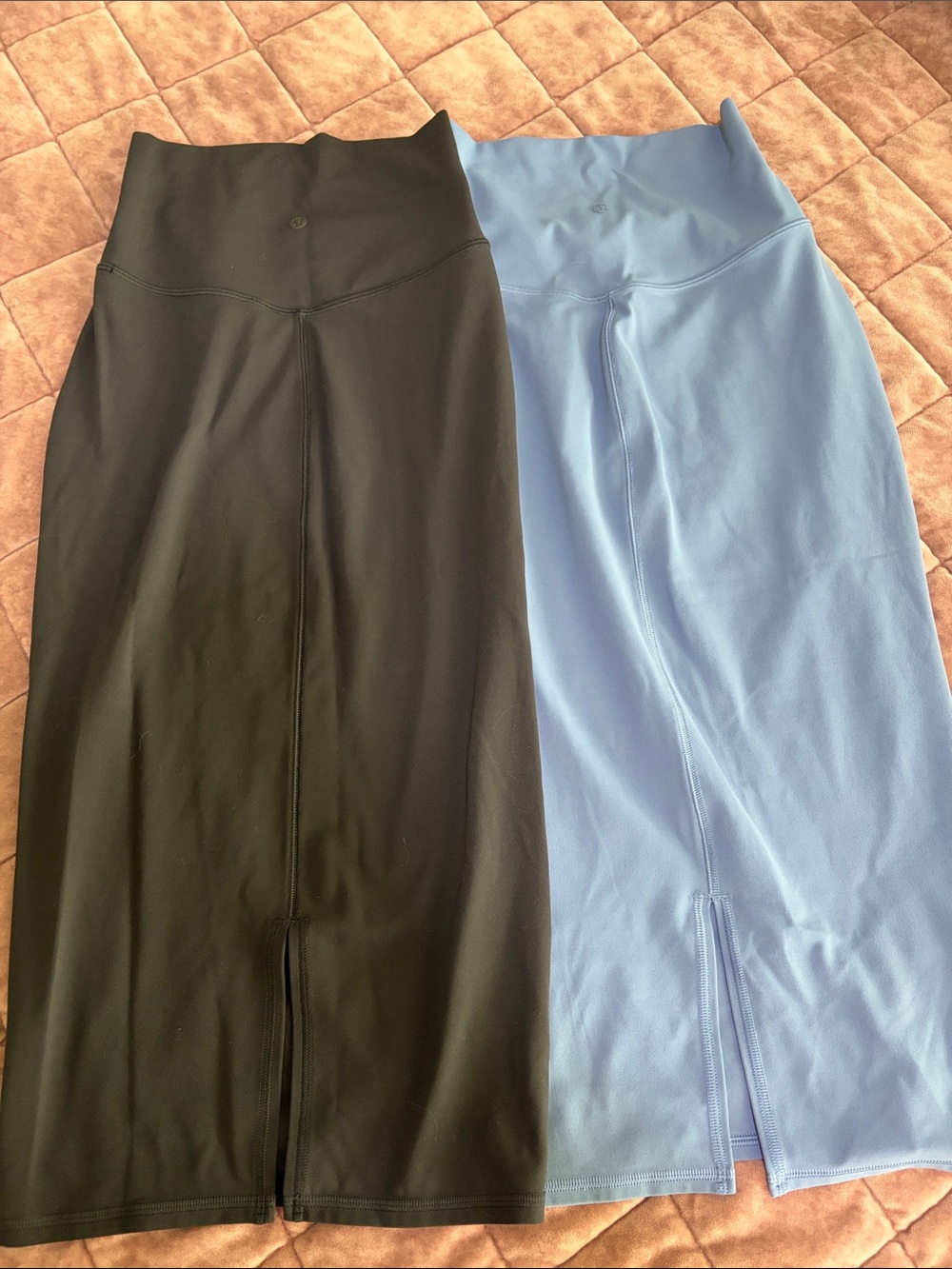 Lululemon Nulu High-Waist Midi Skirted Leggings - Black & Light Blue